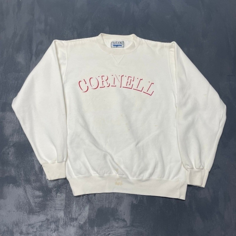 Vintage Cornell University Sweatshirt L White 90s Gear For Sports